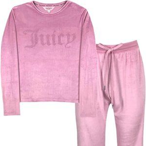NEW! Juicy Couture Velvet Fleece Long Sleeve Shirt and Pants Pajama Set